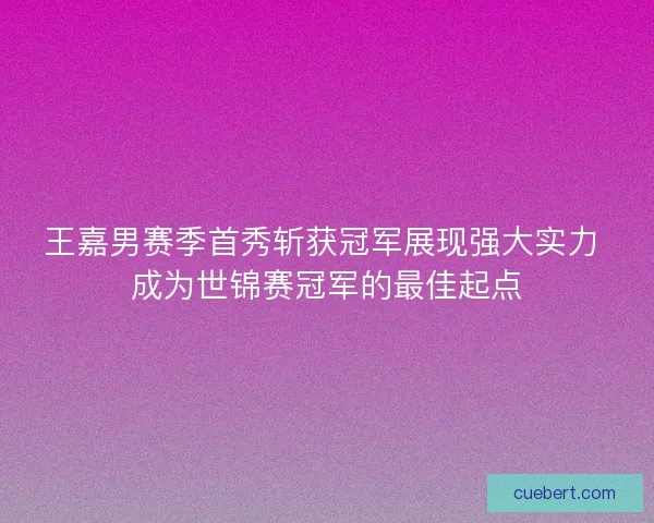 王嘉男赛季首秀斩获冠军展现强大实力 成为世锦赛冠军的最佳起点