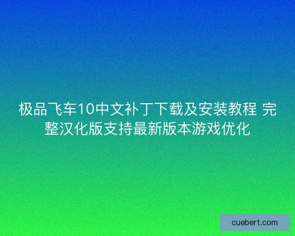 极品飞车10中文补丁下载及安装教程 完整汉化版支持最新版本游戏优化