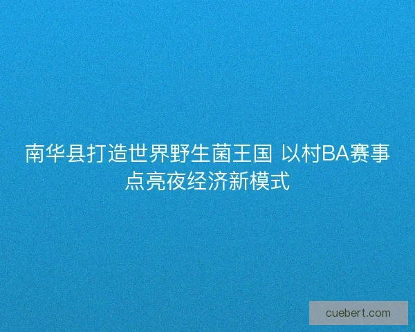 南华县打造世界野生菌王国 以村BA赛事点亮夜经济新模式