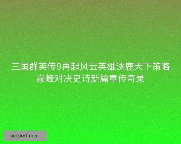 三国群英传9再起风云英雄逐鹿天下策略巅峰对决史诗新篇章传奇录
