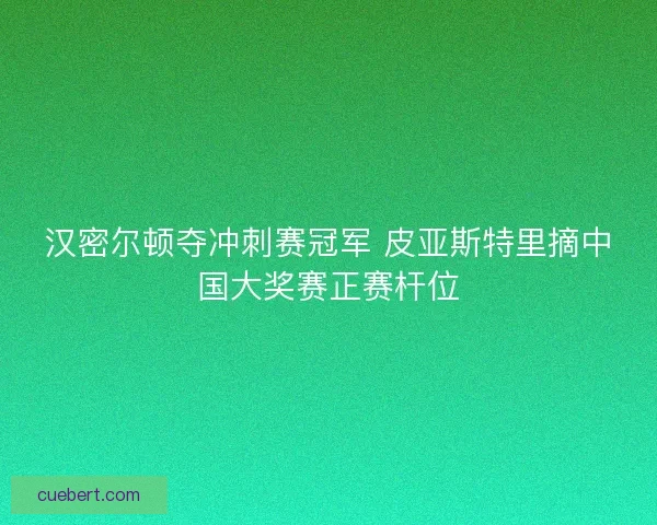 汉密尔顿夺冲刺赛冠军 皮亚斯特里摘中国大奖赛正赛杆位